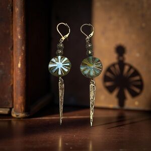 Sold - Pre-order
Bohemian Antique Bronze Earrings with Iridescent Czech Glass